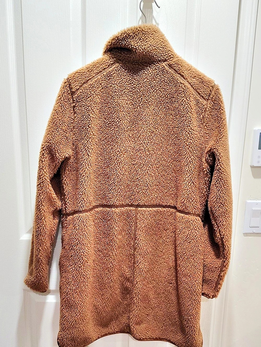 L.L. Bean DS20164 Teddy Fleece Coat Brown Size Large Cozy Snap Up Stand Collar - Picture 6 of 15